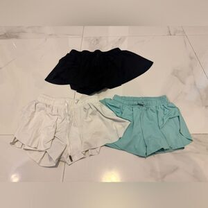 Kids Set of Three Athletic Skorts- Black, White, and Aqua #22